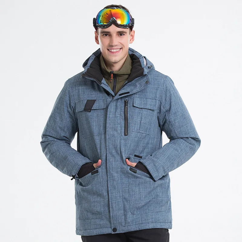 

18 New Outdoor Winter Ski Suit Men Hooded Snowboard Suits Windproof Warm Breathable Thick Male Hiking Snow Jacket