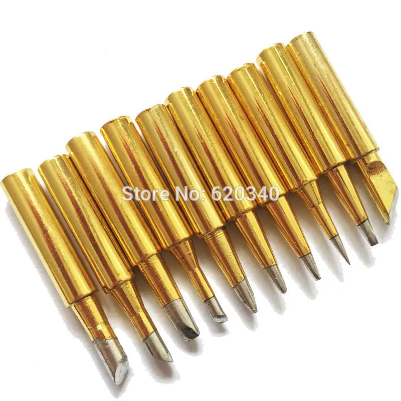 

10pcs/set Lead-free Golden kingkong Electric iron Solder tip 900M-T For 936 Saike 909D 852D+ 952D Diamagnetic DIY