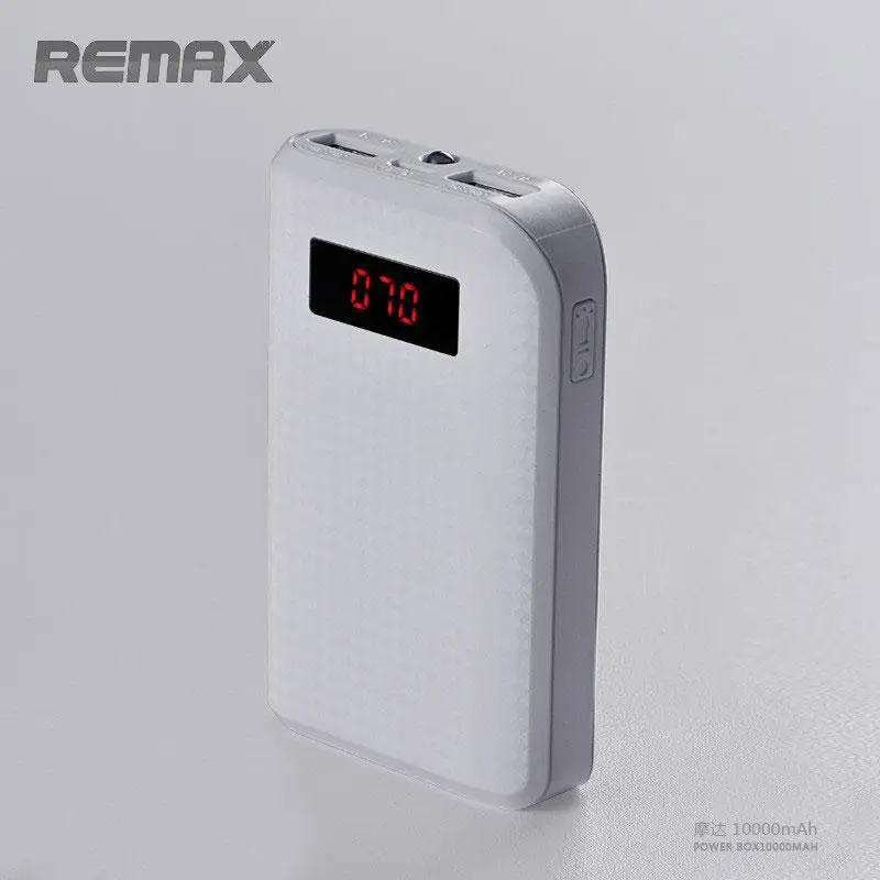 REMAX power Bank 10000 мАч Универсальное портативное зарядное устройство для мобильных телефонов внешний аккумулятор с двумя usb-портами светодиодный ЖК-дисплей 10000 мАч Внешнее зарядное устройство - Цвет: Белый