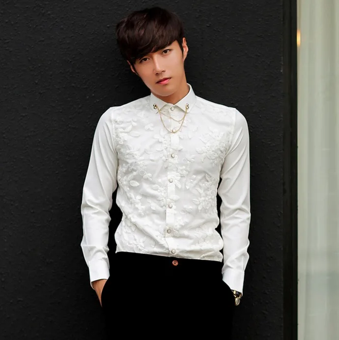 white lace dress shirt
