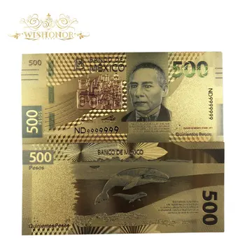 

10pcs/lot Mexican Banknotes 500 Pesos Banknote in 24k Fake Money Home Decorative Souvenir Banknote Paper Money For Collection