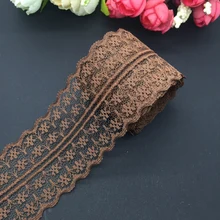 Rede de artesanato bilateral bordada, laço de renda marrom larga 45mm de comprimento, 10 jardas/lote decorações