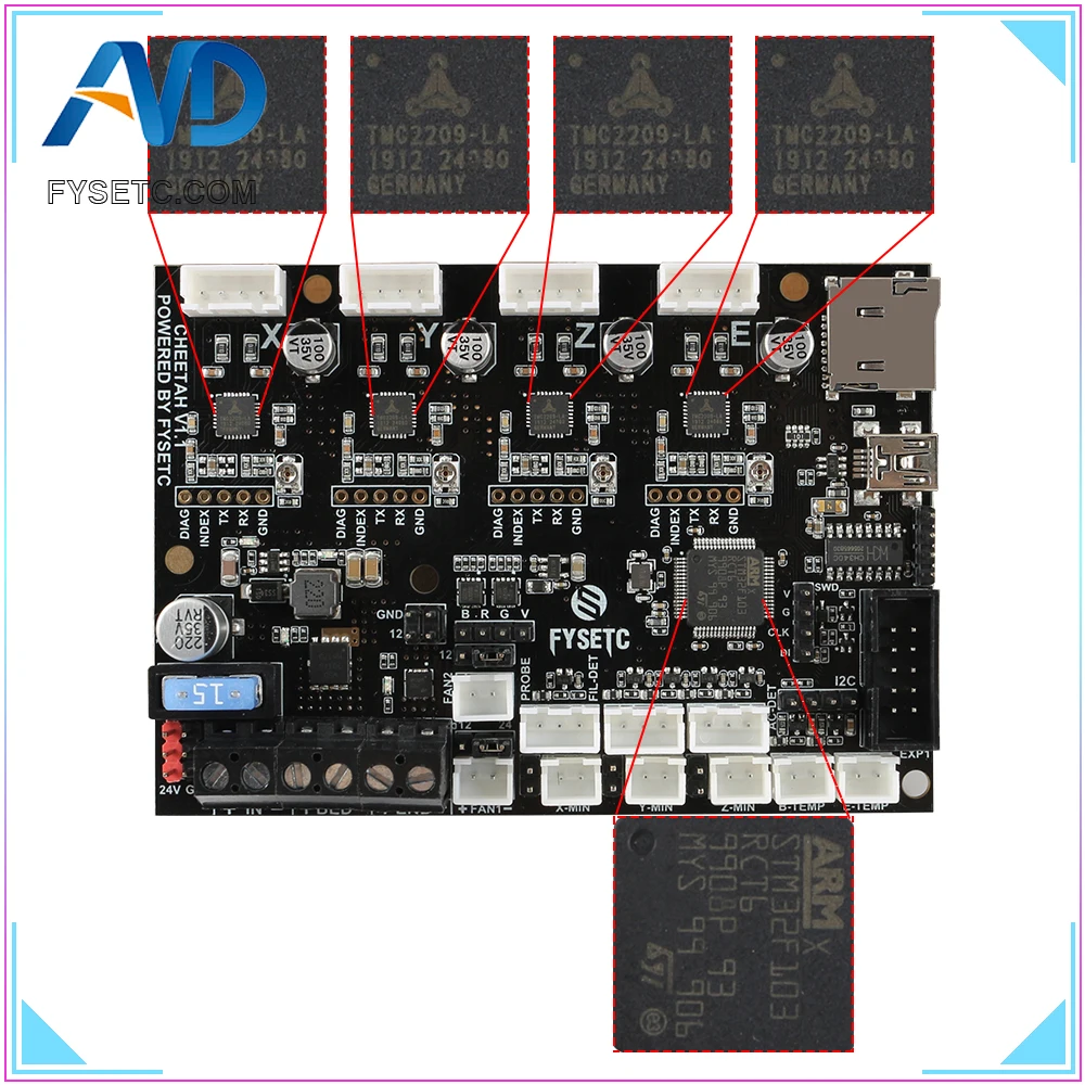 Cheetah 32bit Board TMC2209 TMC2208 UART бесшумная плата Marlin 2 0 SKR mini E3 для CR10 Ender 3 Pro 5|Детали и
