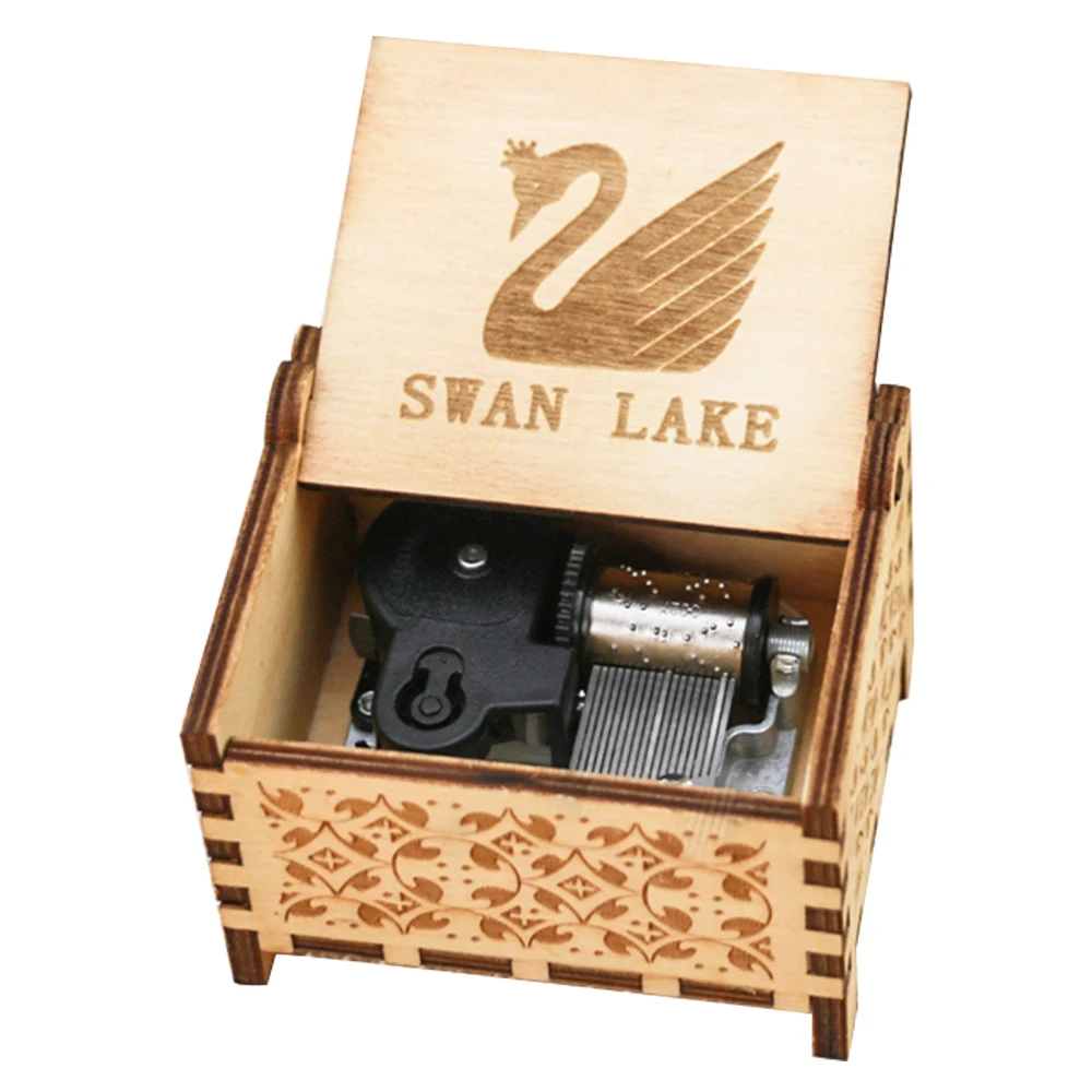 SWAN LAKE Vintage Square Wind Up Music Box 