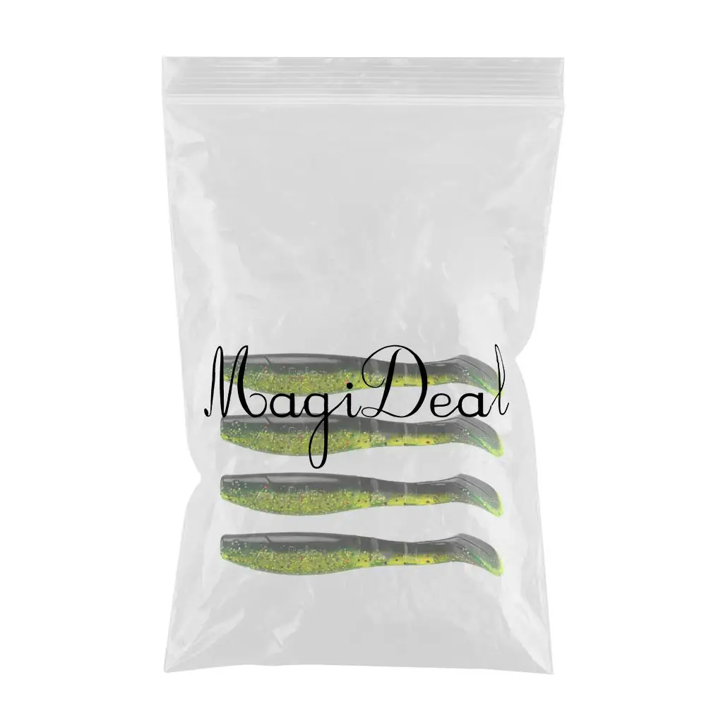 Perfeclan 4Pcs T Tail Soft Fish Lures Fishing Worm Baits Swimbaits for Jig Head & Offset Hook Soft Fish Lure Soft Fishing Lures