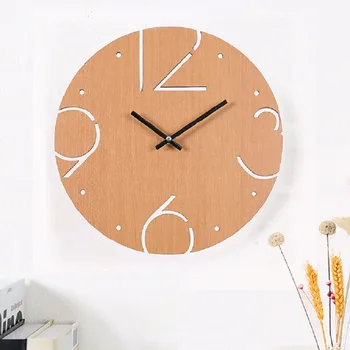 

30 CM Wooden Wall Clocks Simple Round Fun Digital Household Charts Creative Decoration Big Numbers Artistic Natural