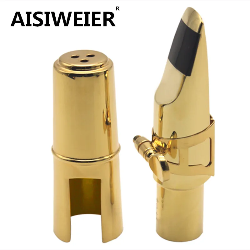Professional Aisiweier Tenor Soprano Alto Saxophone Metal Mouthpiece Gold Lacquer Mouthpiece Sax Aisiweier Mouth Pieces 56789 saxophone accessories,saxophone mouthpiece