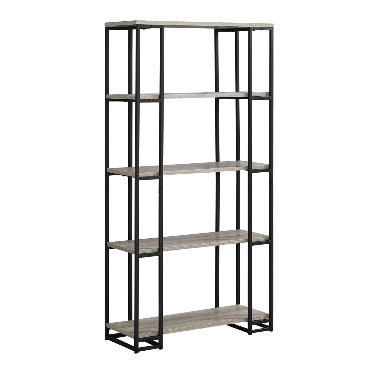 BOOKCASE - 60H, DARK TAUPE, BLACK METAL