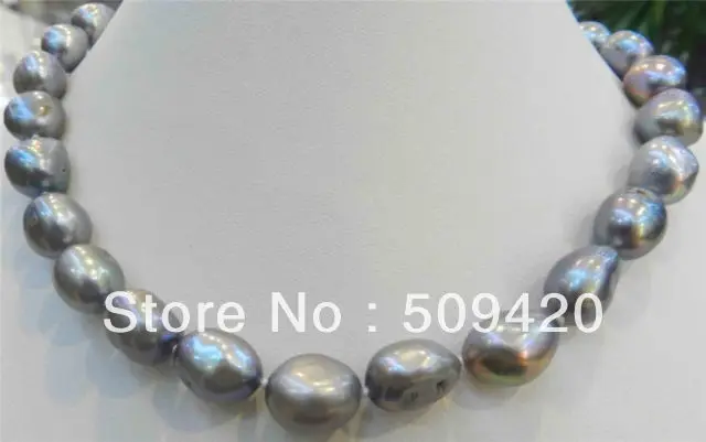 

Free Shipping10-12MM SILVER GRAY REAL BAROQUE CULTURED PEARL NECKLACE