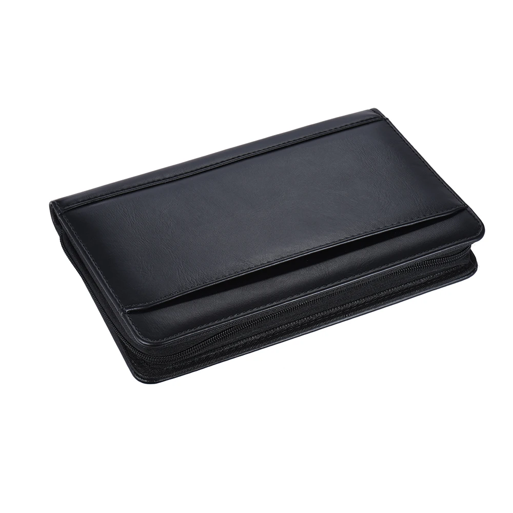 Portable business portfolio A5 PU leather folder with business card holder memo note pad