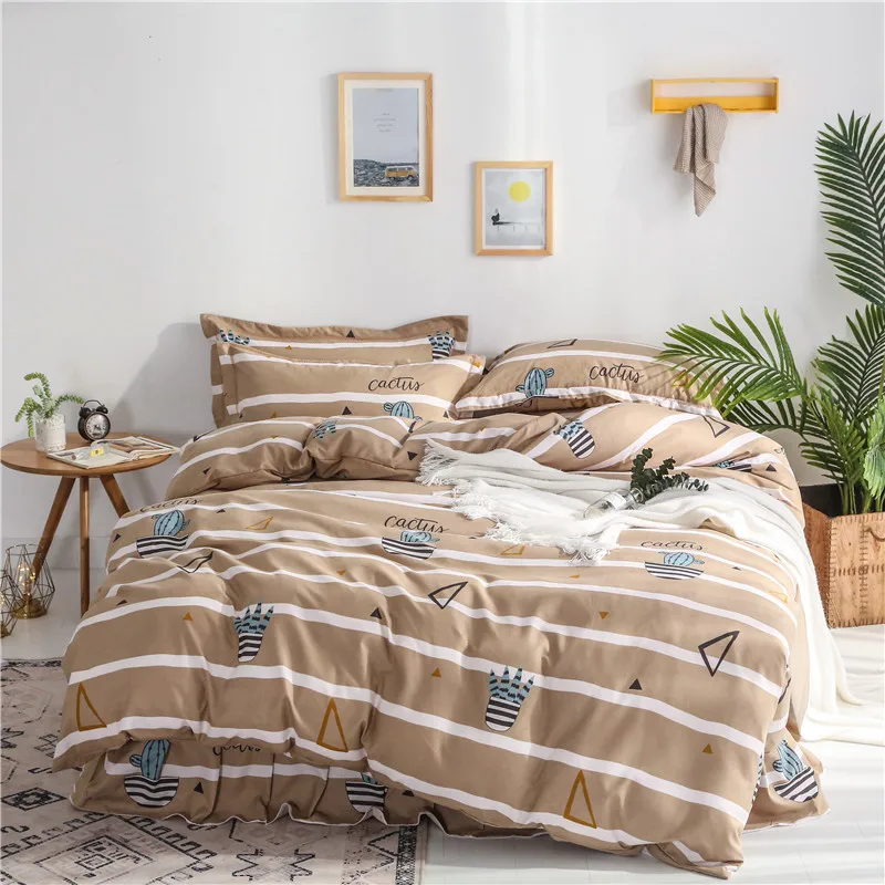 

Yellow Small Pattern Pattern Soft Bedding Set 3 Size Bed Linen 4Pcs/Set Duvet Cover Set Bed Skirt Duvet Cover Thickened Sanding