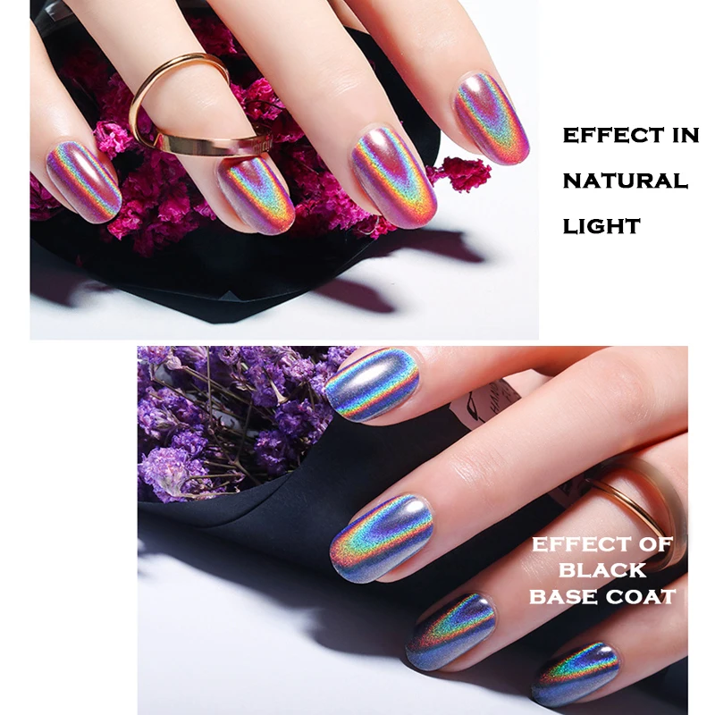 Новое обновление лазерного радужного волшебного зеркального порошка 0,5 г в бутылке для дизайна ногтей, Блестящий цветной Хамелеон гальванический порошок NCU