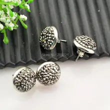 12 мм серебро Проложить Украшенные стразами Серьги-гвоздики изготовления ювелирных изделий 10 пара/лот