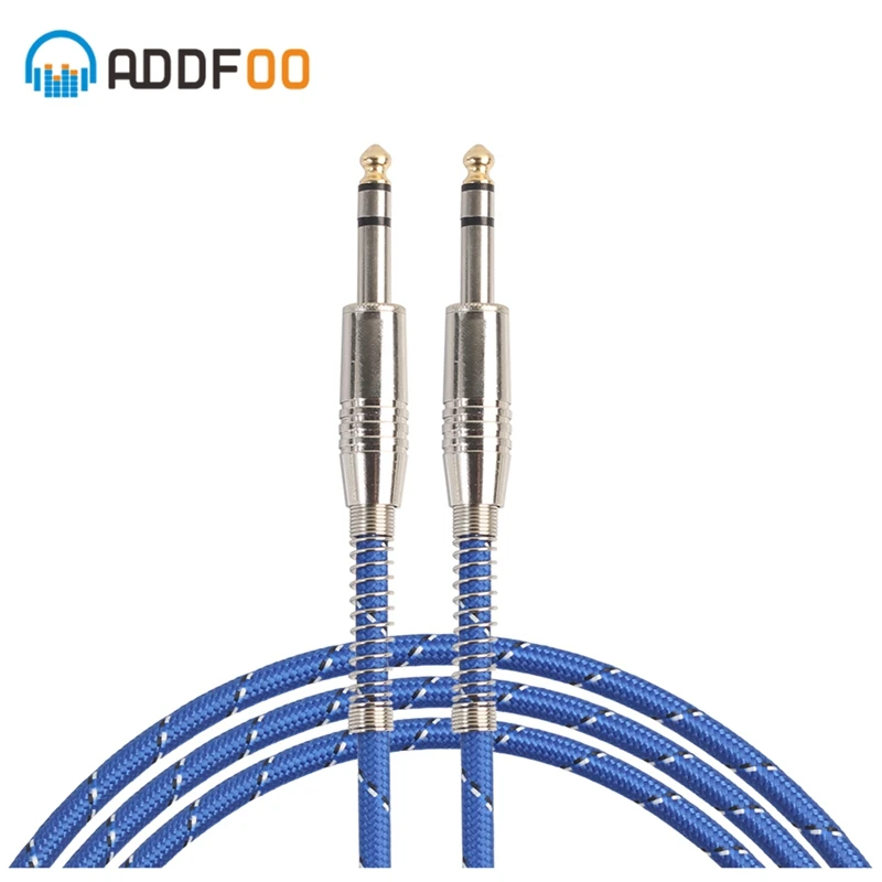 

ADDFOO Guitar Accessories 6.35mm to 6.35mm Audio Cable Male to Male For Electric Guitar Mixer Stereo Cable Blue+Silver 1/3/1.8M