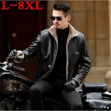 Новинка, большие размеры, 8XL 7XL 6XL 5XL теплые зимние овчины Для мужчин, кожаная куртка мужская свободного кроя шуба Для мужчин люксовый бренд куртка из натуральной кожи