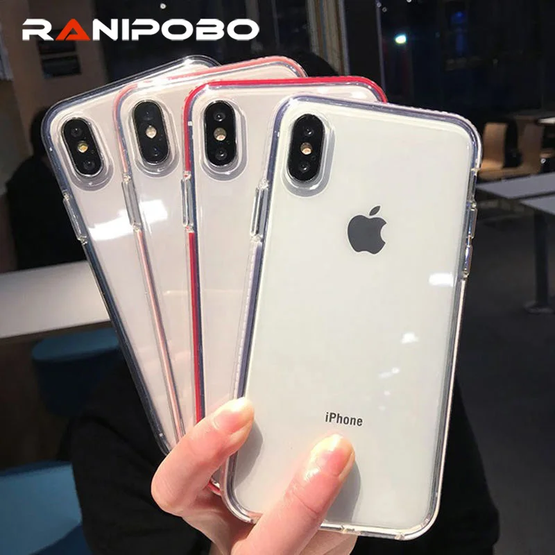 

Colorful Transparent Shockproof Frame Phone Case For iPhone X XS XR XS Max 8 7 6 6S Plus Luxury Soft TPU Protection Back Cover