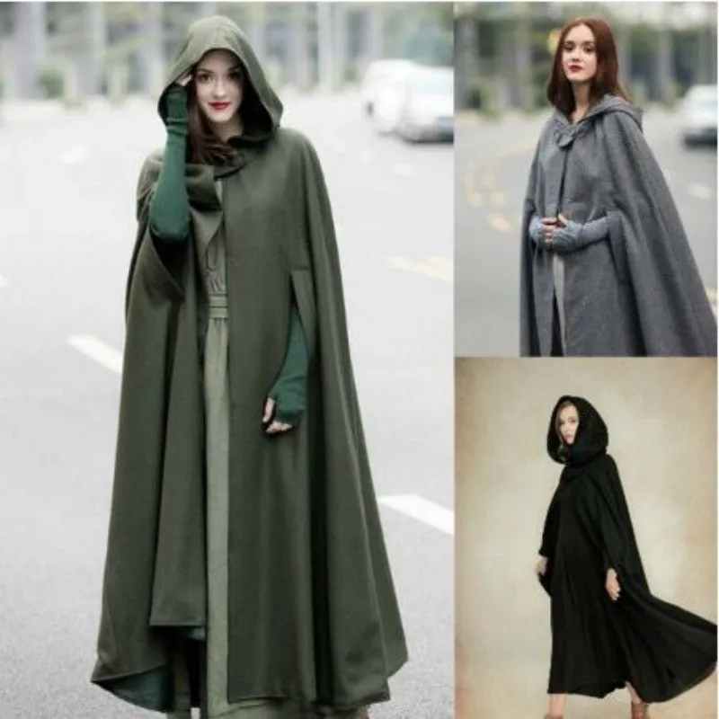 

New Arrival Women Hooded Coat Hooded Cloak Hooded Cape cosplay Cloak 3 colours medieval costumes adult costume dress up