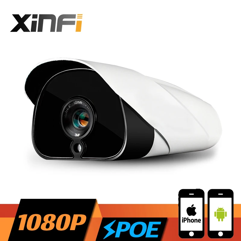 Xinfi HD 2.0mp Видеонаблюдения PoE камера ночного видения Открытый Водонепроницаемый сеть видеонаблюдения 1920*1080 P ip-камера P2P Onvif 2.0 удаленного