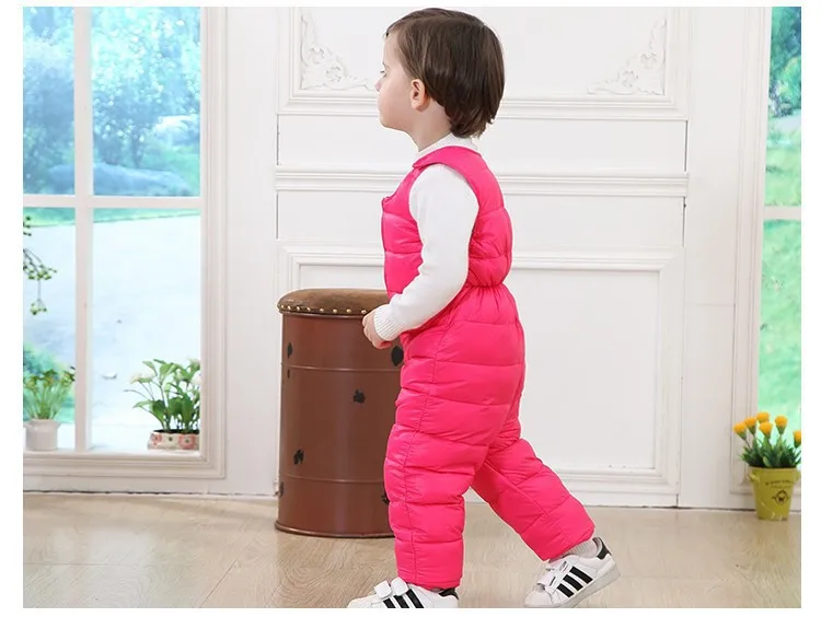 Children's Down Trousers Duck Down Boys Snowsuit Fur Baby Romper Jumpsuit Winter Overalls Thick Overalls Newborns Clothes