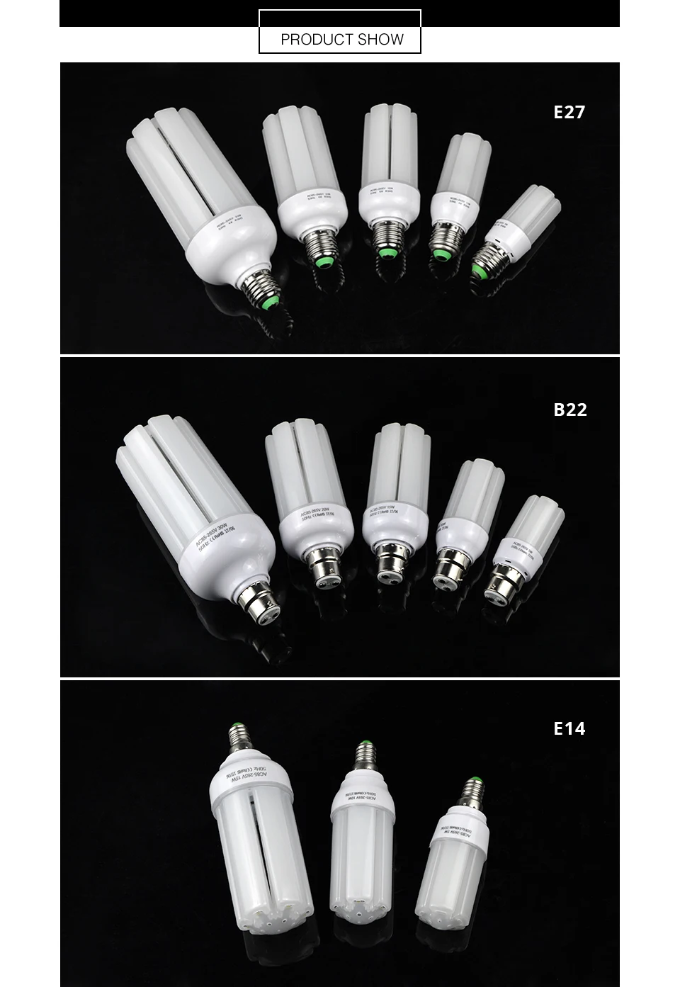 AC85~ 265V 5 Вт 10 Вт 15 Вт 20 Вт 30 Вт Corn светодиодный лампы E27 E14 B22 защита глаз без бликов/мерцания/ослепительный светодиодный Светодиодная лампа-кукуруза для люстры лампы