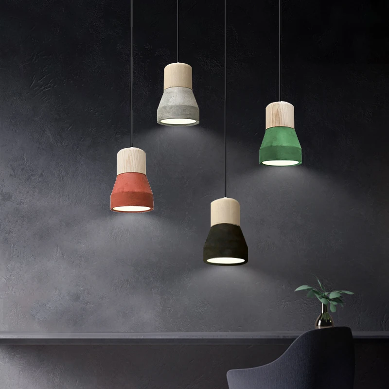 

2019 design nordic concrete pendant light minimalist cement Black Grey hanglamp hout dinning room restaurant hotel Bar lamp loft