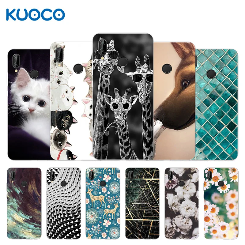 

for Huawei P20 Lite Gel Bumper Phone Cases Soft Silicone for Huawei Nova 3E Giraffe Design Flexible 5.84" Ruber Matte Fundas