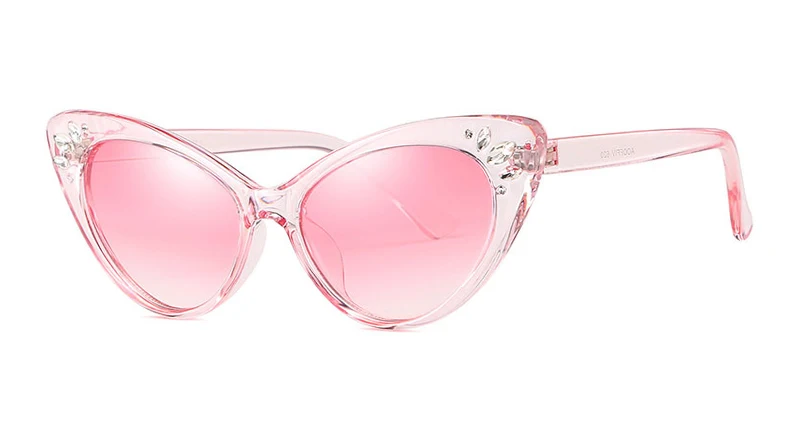 Стильные женские солнцезащитные очки кошачий глаз с прозрачной оправой, фиолетовые, красные, розовые, летние аксессуары для пляжа, модные женские солнцезащитные очки UV400 5344 M - Цвет линз: Pink Clear