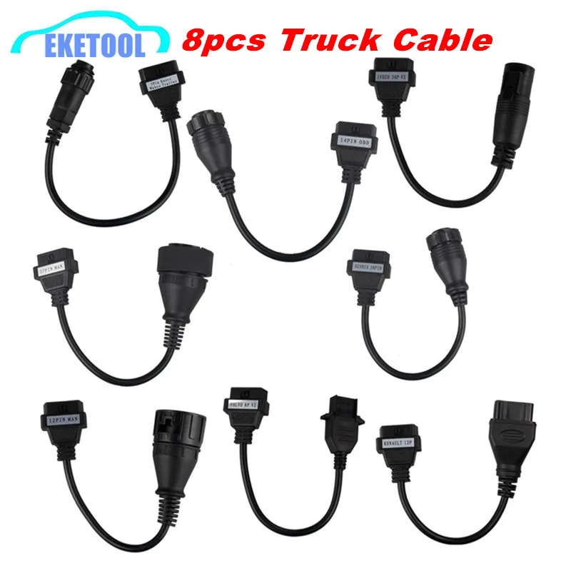 

5PCS/Lot Express Fast Shipping OBD OBDII Truck Cable 8PCS Full Set Wholesale For CDP PRO PLUS OBD2 Diagnostic Interface