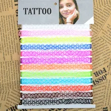 12 Pcs/Lot Trendy Stretch Tattoo Choker Necklace Gothic Elastic Femme Rainbow Necklaces For Women Girls Bijoux Wholesale