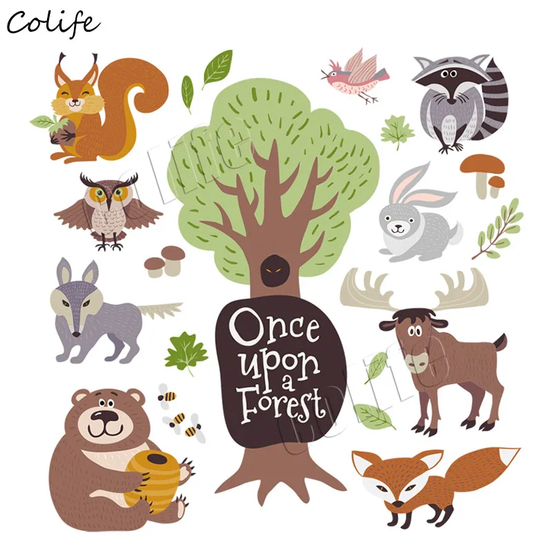 

Jungle Animals Ironing Stickers For Children DIY Apparel Accessory Heat Transfers Washable Appliques Tree Fox Patch For Clothes