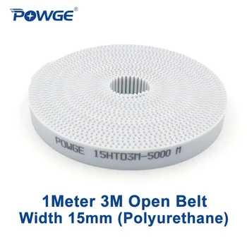

POWGE 1Meter Arc HTD 3M Open timing belt 3M-15mm Width 15mm Polyurethane steel White PU HTD3M Synchronous belt Engraving CNC