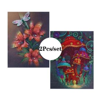 

2Pcs Special Shaped Drill 5D DIY Diamond Painting "Mushroom house" Plant Flower Diamond Embroidery Cross Stitch 3D Home Decor