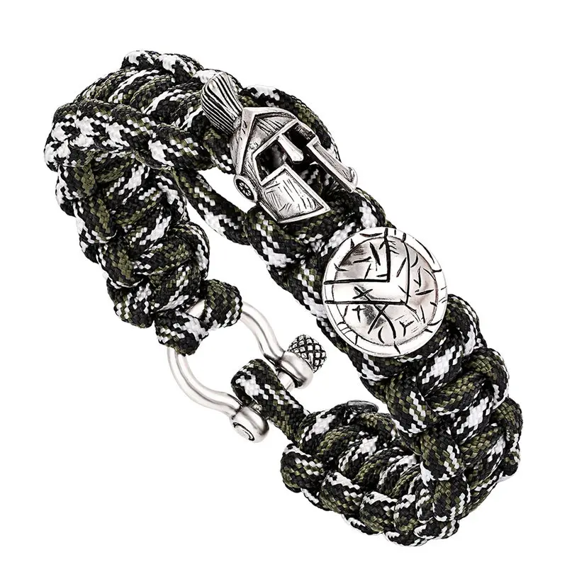 Модный наружный браслет для выживания, мужской Спартанский шлем, воин, браслеты Pulseira, ручная работа, веревка, женский браслет, летний подарок - Окраска металла: Q-199
