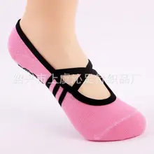 3 pair Women Solid color Cross frenulum Bare Feet Exercise Fitness Non-Slip Yoga Socks Pilates