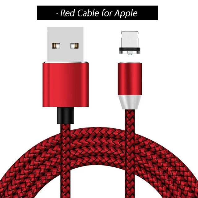 2A Micro USB Магнитный кабель usb type C кабель для huawei Магнитный кабель Разъем Micro usb зарядный кабель мобильный телефон кабель 1 м 2 м - Цвет: Red for Apple