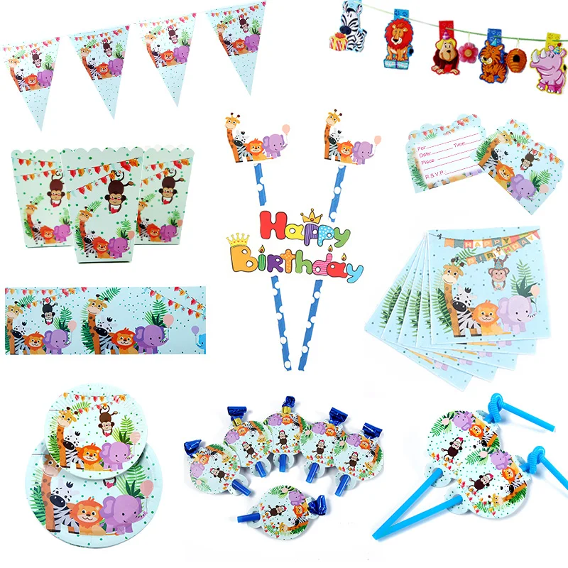 Decorations Dessin Anime Pour Fete D Anniversaire Pour Theme Animal De La Jungle Assiettes En Papier Pour Adultes Fournitures Pour Fete D Anniversaire Pour Garcons Et Enfants Aliexpress