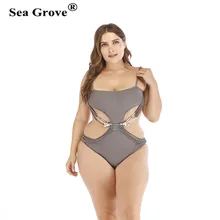 Сексуальный Плюс Размер сплошной Женский купальник вырезанный Цельный купальник с открытой спиной полый дизайн купальный костюм женский бразильский Монокини