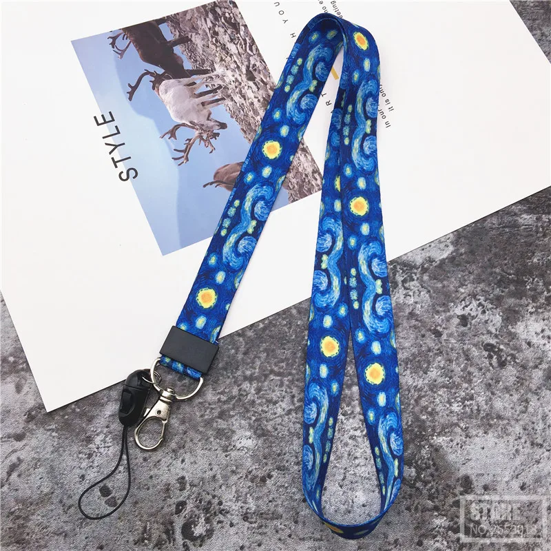 

Van Gogh Starry Night Premium Lanyard neck Strap for keys ID Card Gym Mobile Phone Straps USB badge holder DIY Hang Rope Lariat