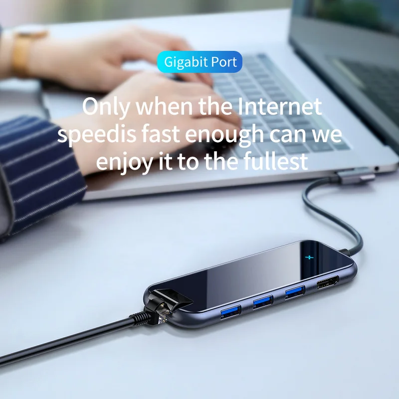 Baseus Multi USB HUB Type C to HDMI RJ45 USB 3.0 Power Adapter For MacBook Pro Air Huawei Dock 6 Po