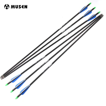 

6/12/24pcs Pure Carbon Arrow for Recurve Compound Bow 30 Inches Spine 340 OD7.5mm with Removable Tip Archery Shooting Practice