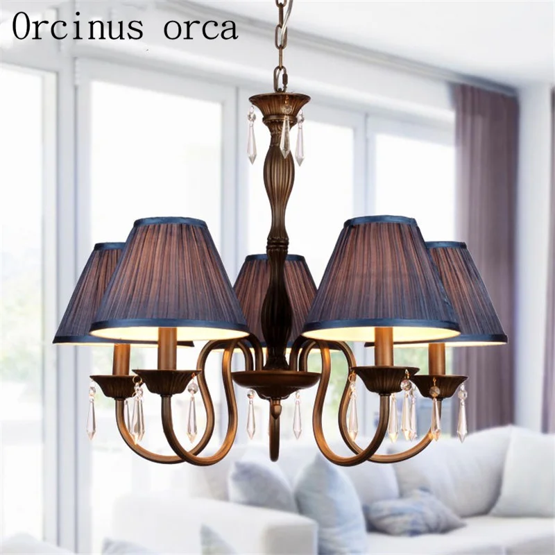 

Nordic retro crystal chandelier living room dining room bedroom American style village simple art iron Chandelier free shipping