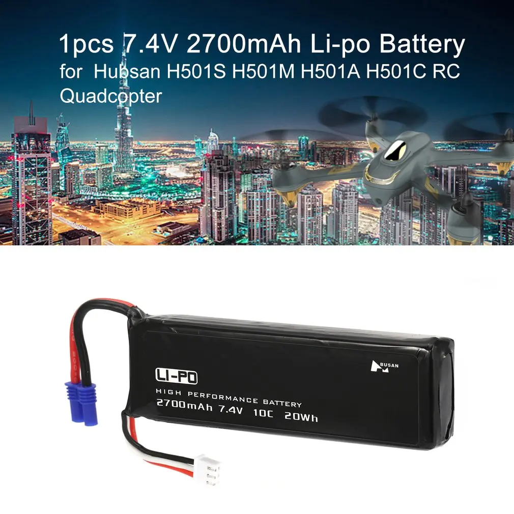 

1pc 7.4V 2700mAh 10C 20Wh Li-po RC Battery Spare Part for Hubsan H501S H501M H501A H501C RC Quadcopter Drone Aircraft Model Accs