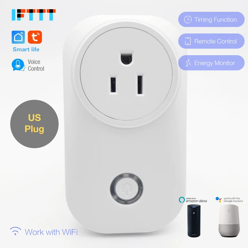 WIFI Smart US Plug Power Monitor 16A умная розетка Беспроводная голосовое интеллектуальное