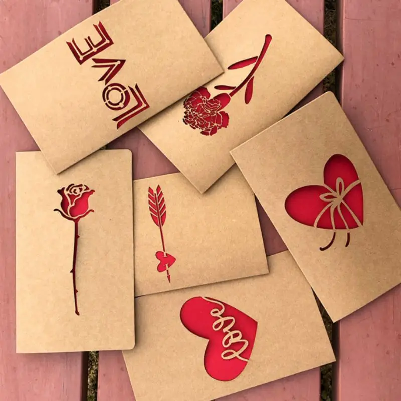 Happy Birthday Gifts Vintage Post Card Envelope Paper Origami Greeting Kawaii Handmade Valentine Day Laser Cut Dropshipping|Открытки и