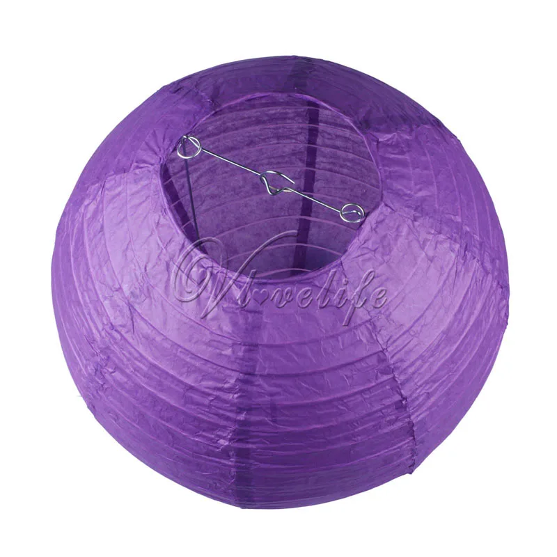 10 шт. "(20 см) Круглые Бумажные Фонари Свадебные украшения на день рождения поставка лампы китайский бумажный мяч - Цвет: purple