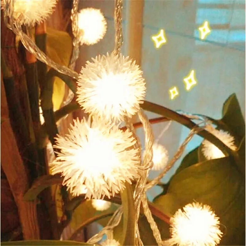 

3M 20LED Furry Ball RGB Edelweiss Snowflake Led String Light Battery Power Colorful Christmas Outdoor Fairy Lamp