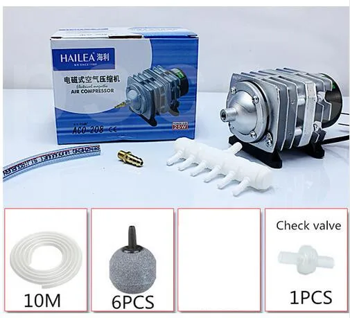 Аквариумный электромагнитный аэрационный насос высокой мощности AC пруд с рыбой кислородный насос компрессор большой выход воздуха - Цвет: HAILEA ACO-208 A SET