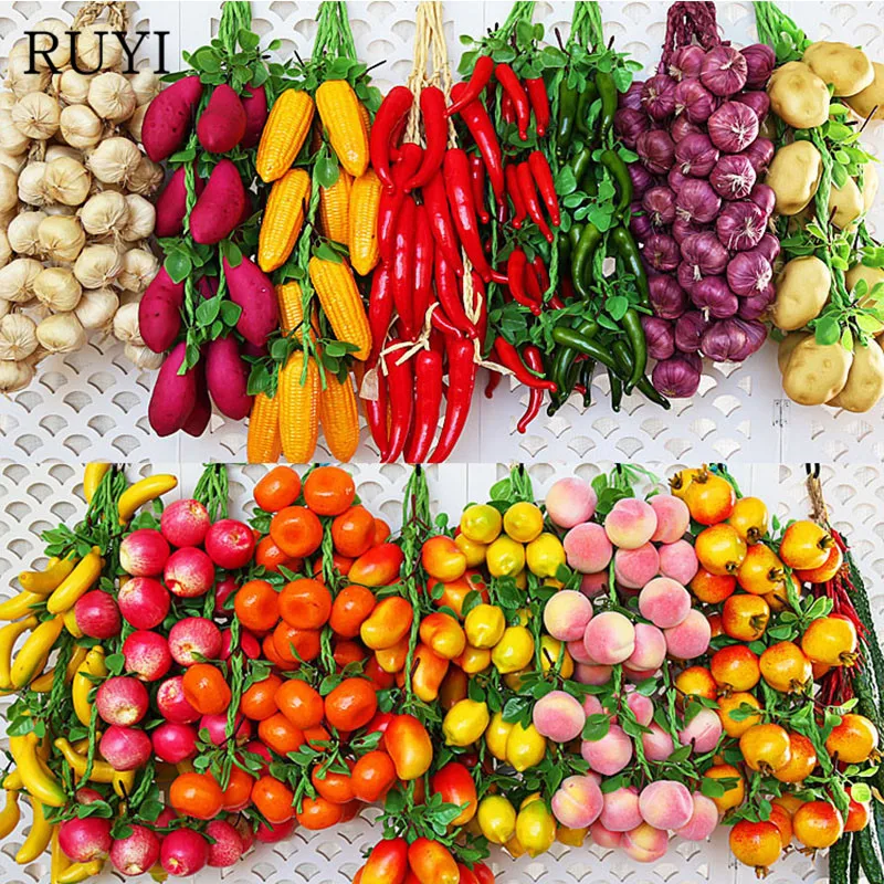 

High grade Simulation plant vegetable string fruit string wedding park Wall hanging home decoration vine plant photography props