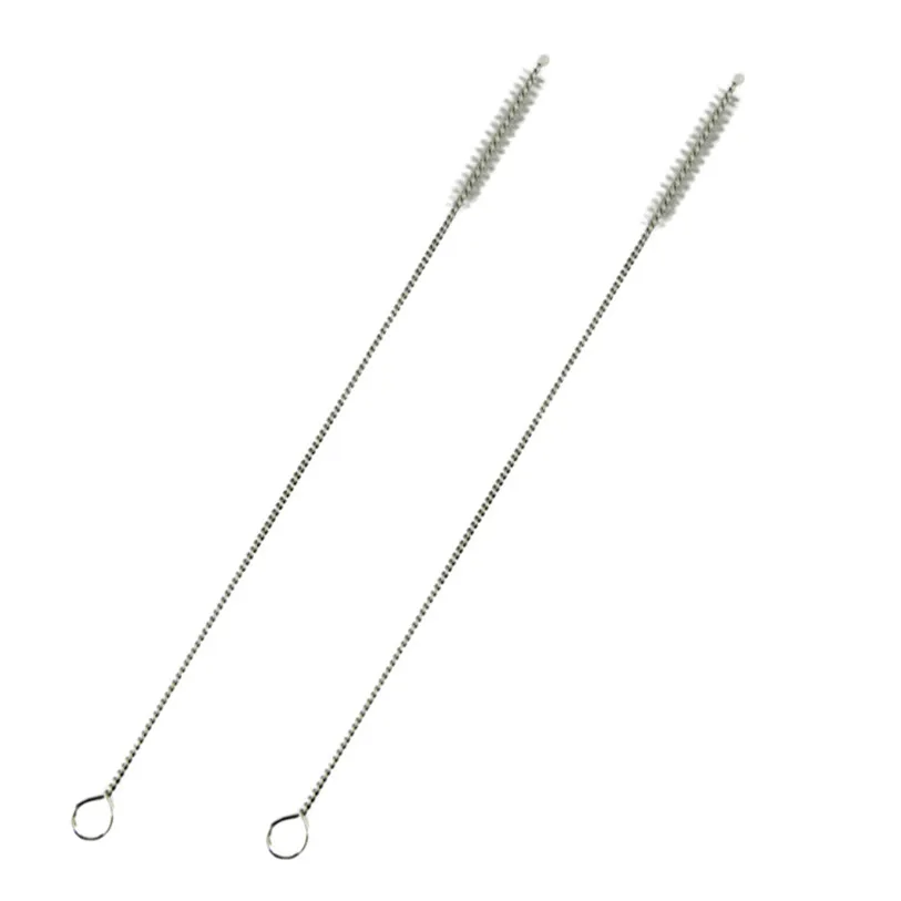 2PC Reusable Straw Cleaning Brush Stainless Steel Wash Drinking Pipe