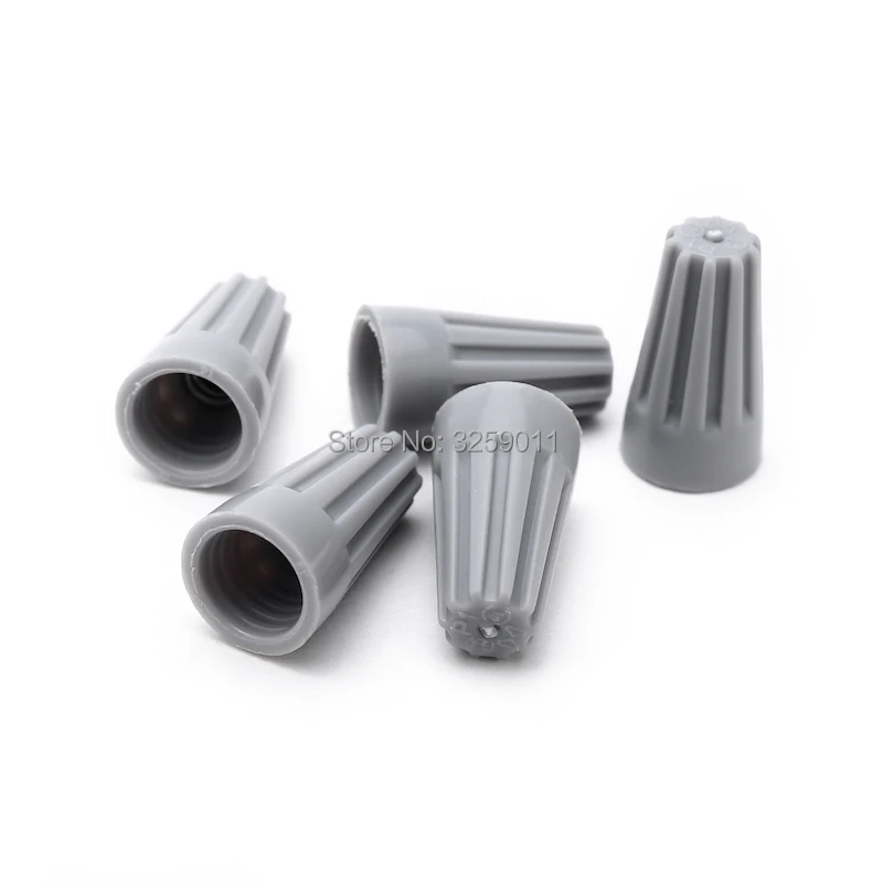

1000PCS Electrical Wire Twist Nut Connector Terminals Spring Insert P1 Gray/Grey Closed Terminal Lugs Press Line Cap 22-14 AWG